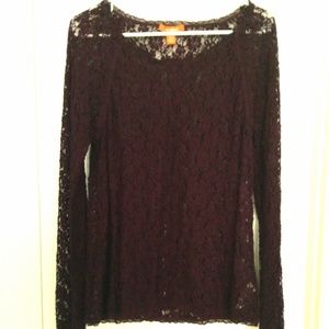 Long Sleeved Stretch Lace Top